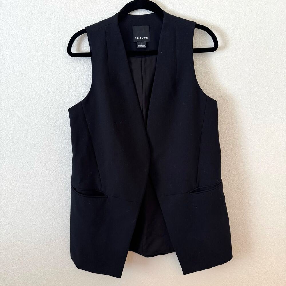 Trouve open front sleeveless blazer vest black medium